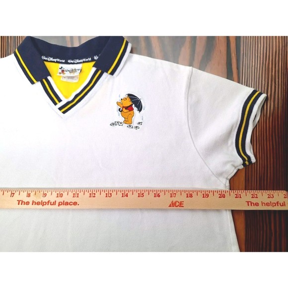 Vtg Disney World Womens Winnie the Pooh White Embroidered Captains Polo Shirt XL - Picture 4 of 12
